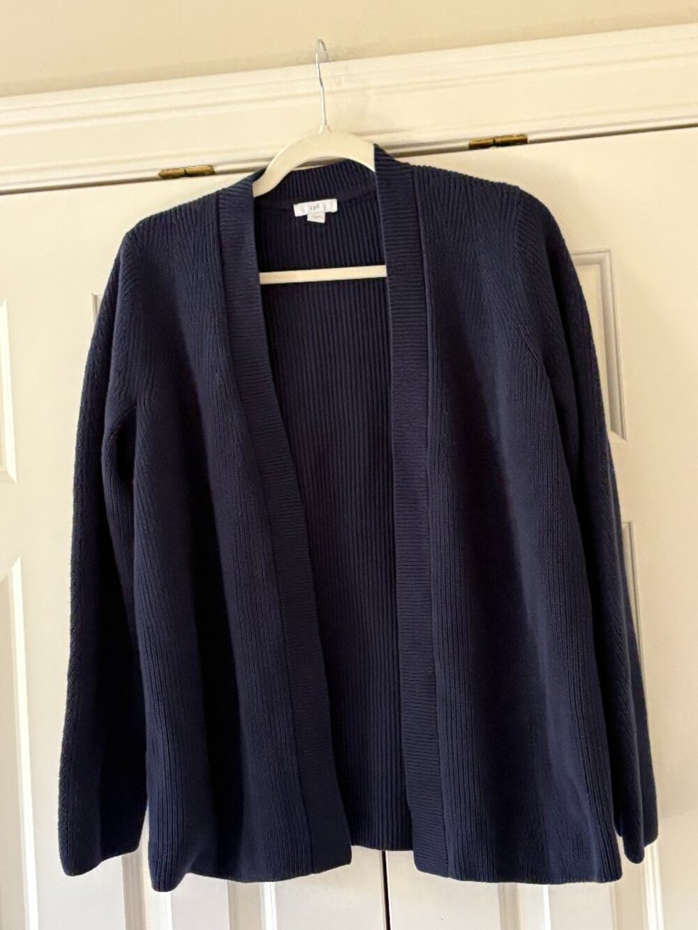 NWOT J. Jill Ribbed Open Front Cardigan Navy Blue Size M